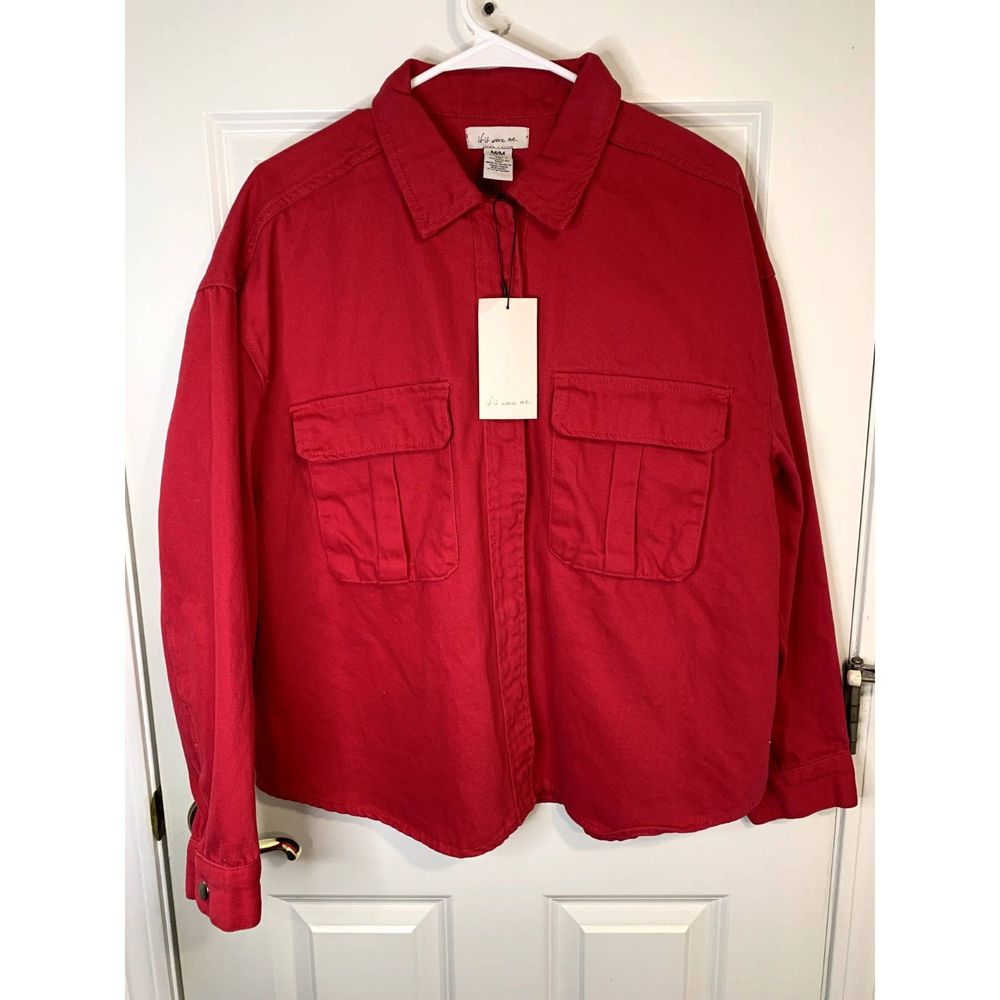if it were me Fuchsia Snap Front Oversized Denim Jacket Size Medium - NWT